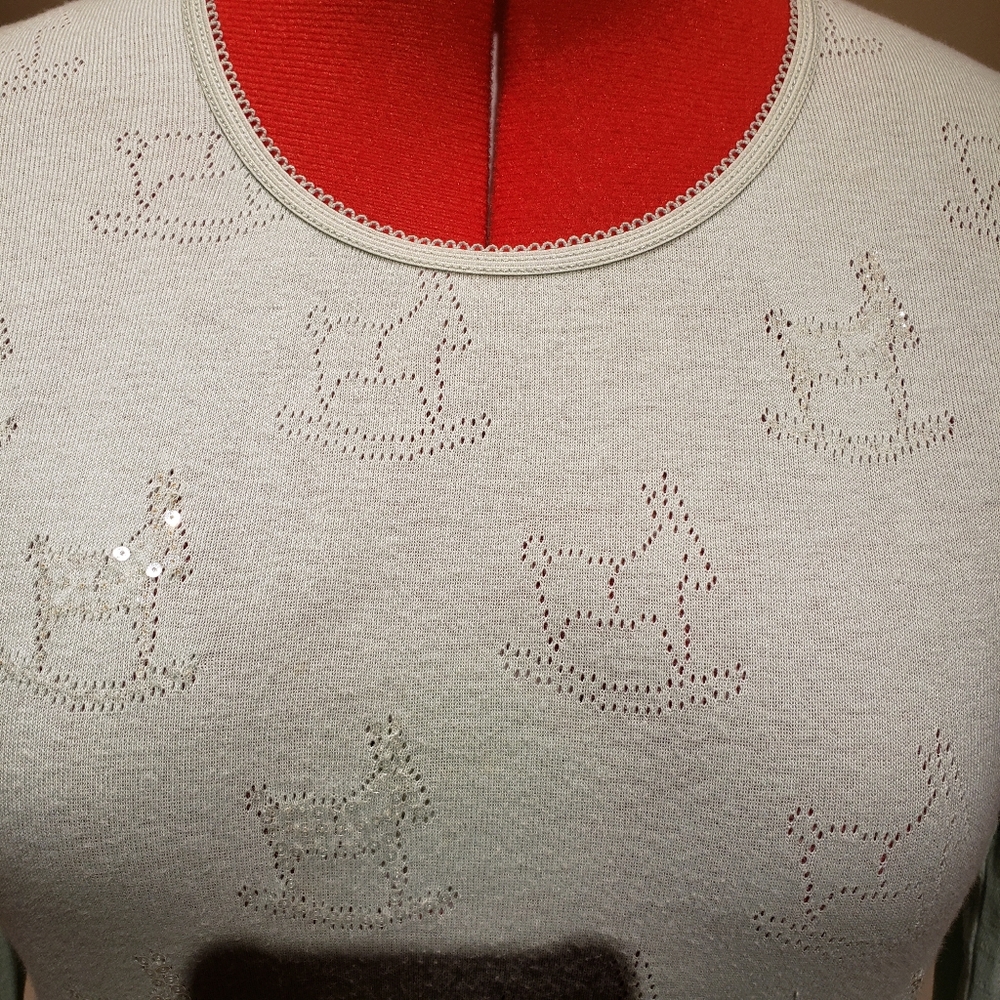 NWOT Jessica rocking horse knit 3/4 sleeve top